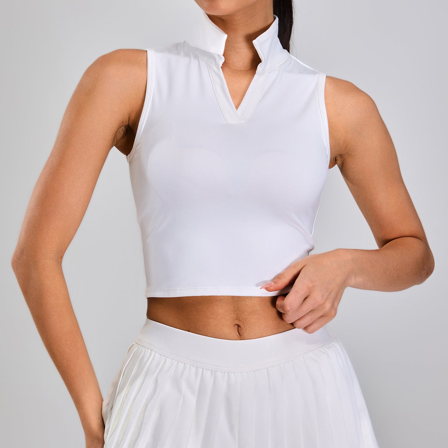 Running Breathable Sleeveless Yoga Vest Lapel Tennis