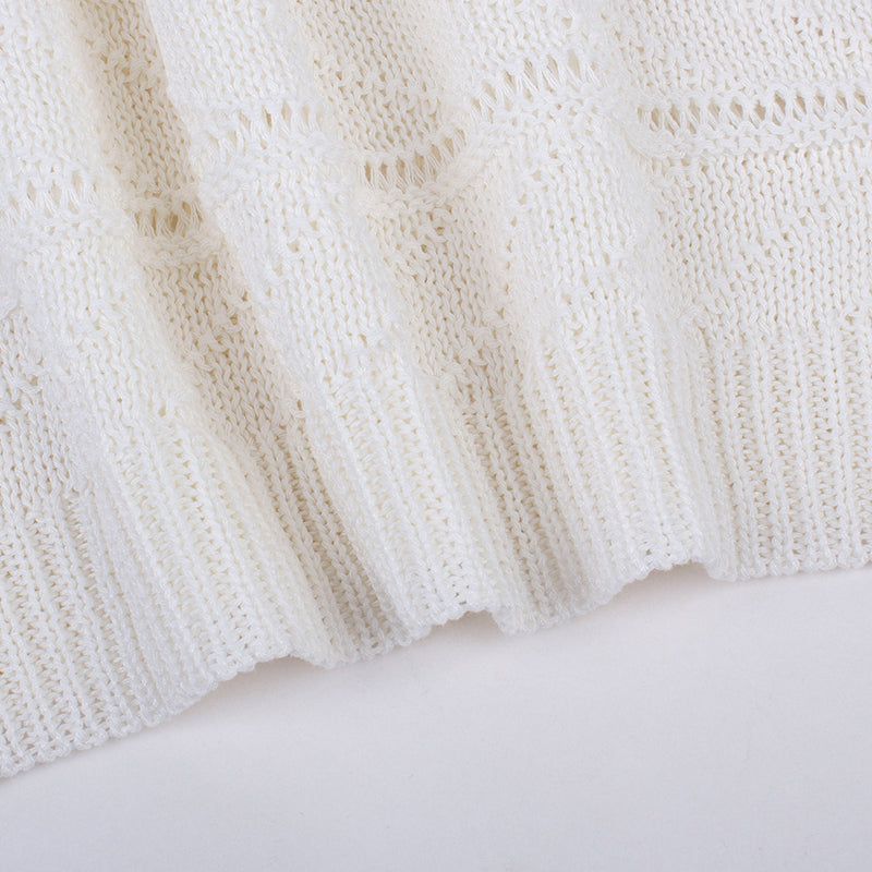 Retro White V-neck Thin Knitted Vest Women Ins Summer