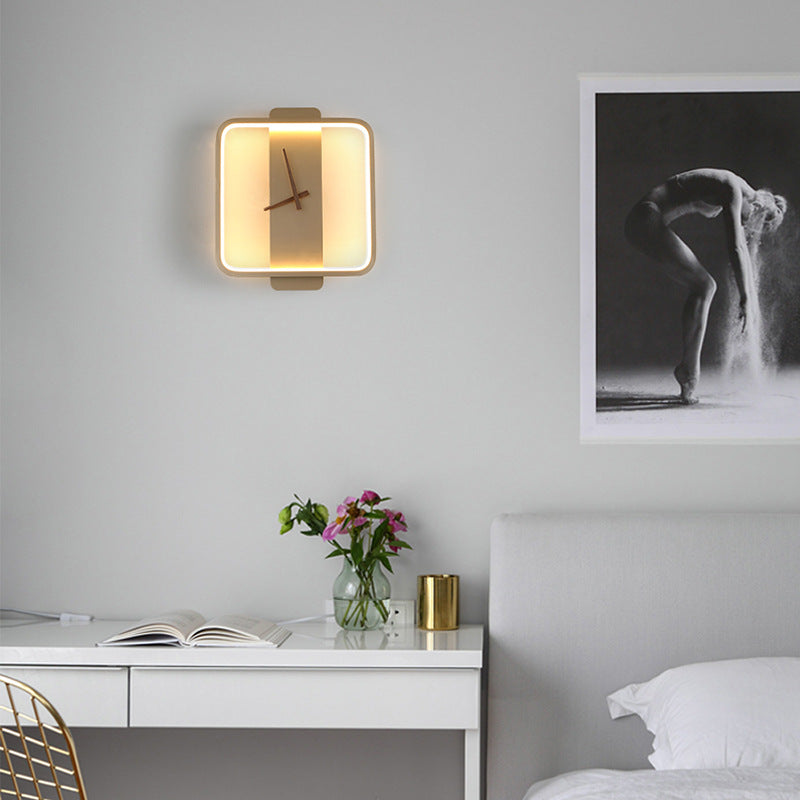 Nordic Wall Lamp Bedroom Bedside Lamp Clock
