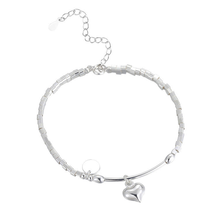 S925 Sterling Silver Square Charm Bracelet