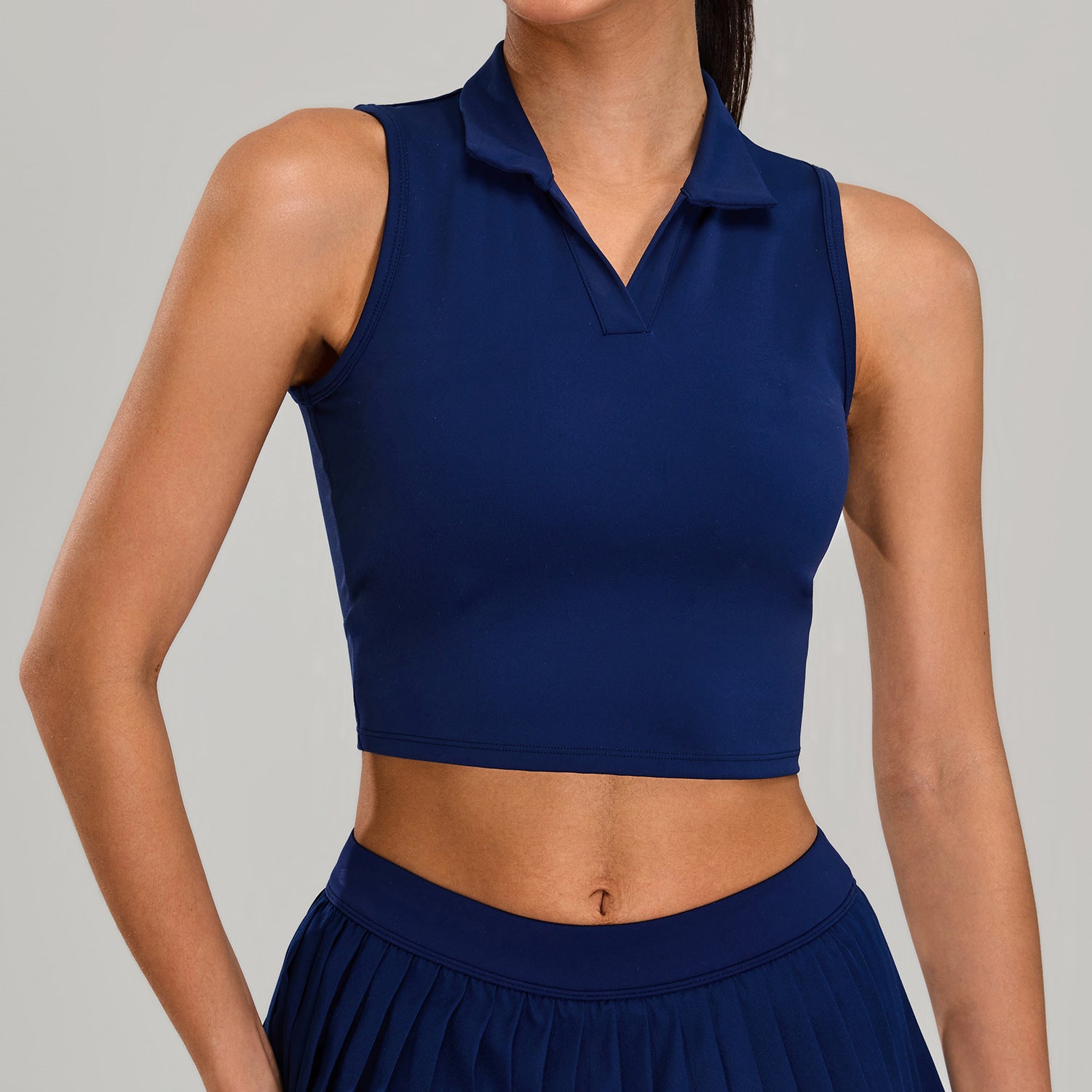 Running Breathable Sleeveless Yoga Vest Lapel Tennis