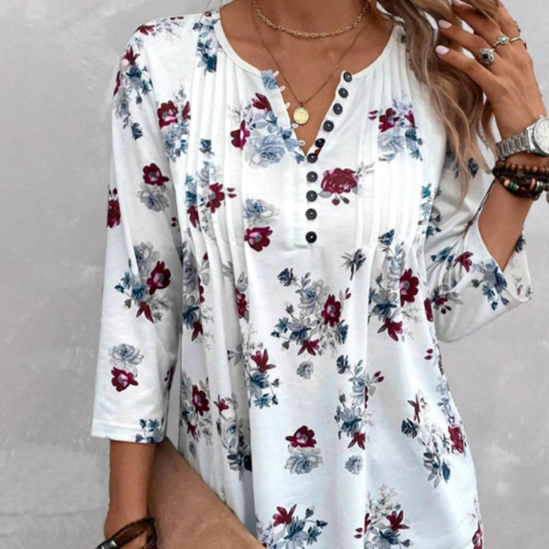 Casual Loose Spring Summer Women's Wear V-neck Printed