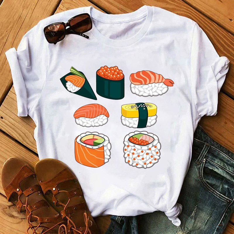 Women Cute Sushi Hug Short Sleeve T-shirts