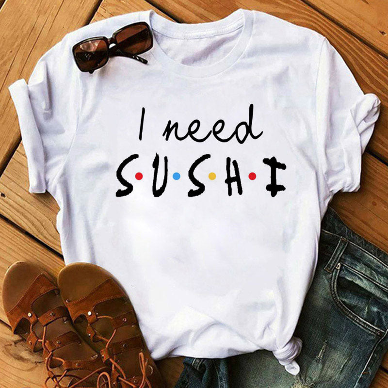 Women Cute Sushi Hug Short Sleeve T-shirts