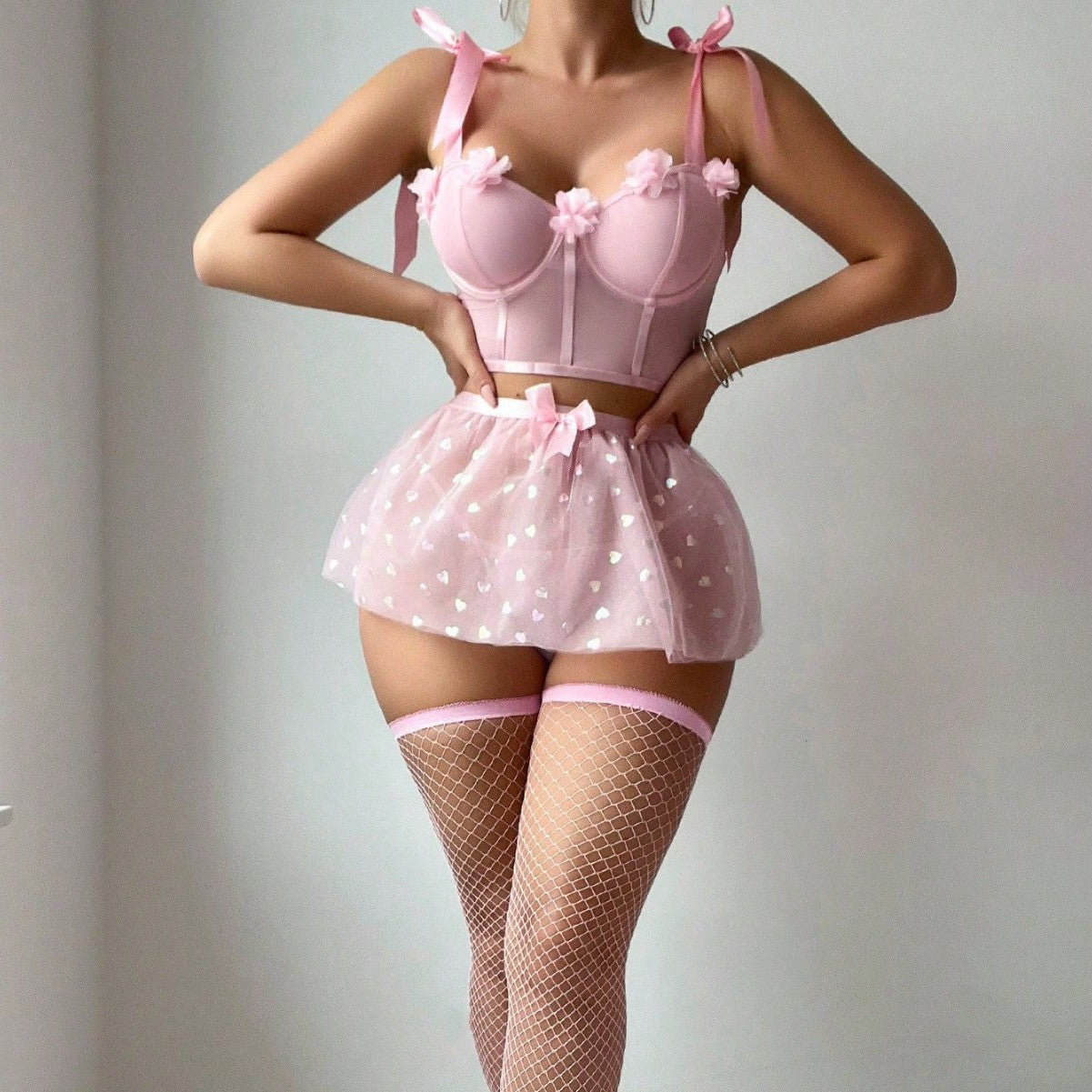 Pure Desire Sheer Mesh Slit Pajamas Underwear For Women