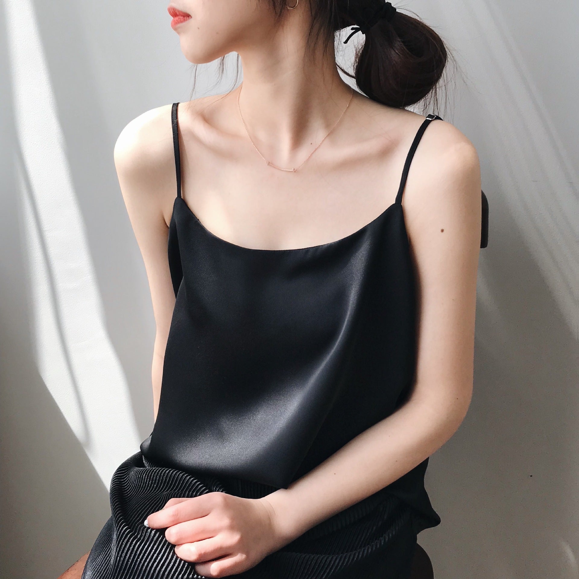 Summer New Inner Wear Single Wear Textured Satin Spaghetti