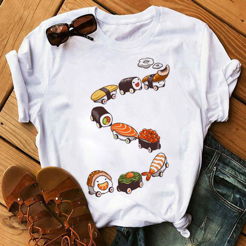 Women Cute Sushi Hug Short Sleeve T-shirts